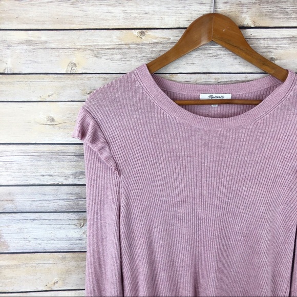 Madewell Ribbed Ruffle Sleeve Pullover Sweater L - Picture 4 of 8